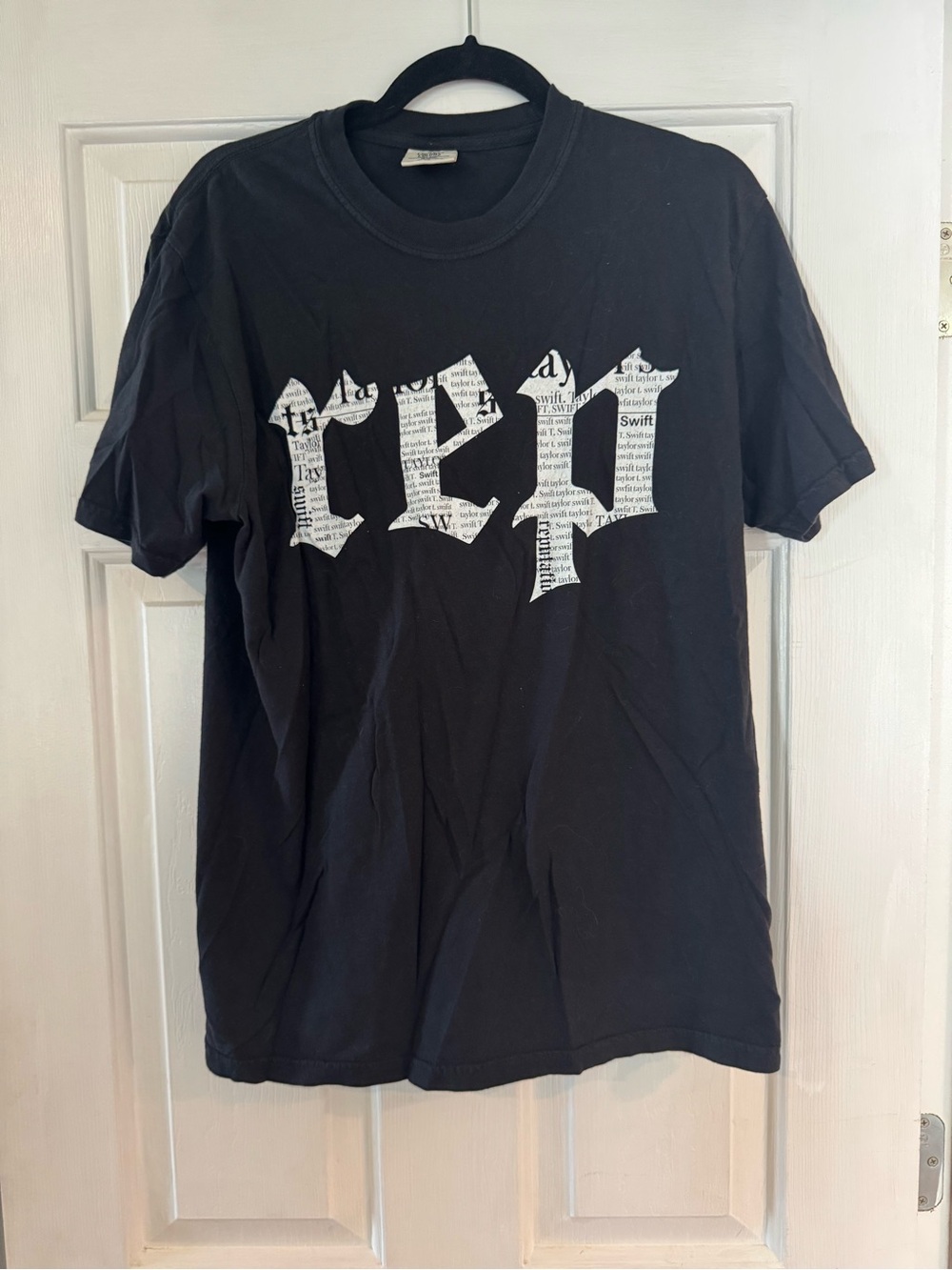 Taylor Swift Reputation Comfort Colors Tee with White Newspaper-Print Logo